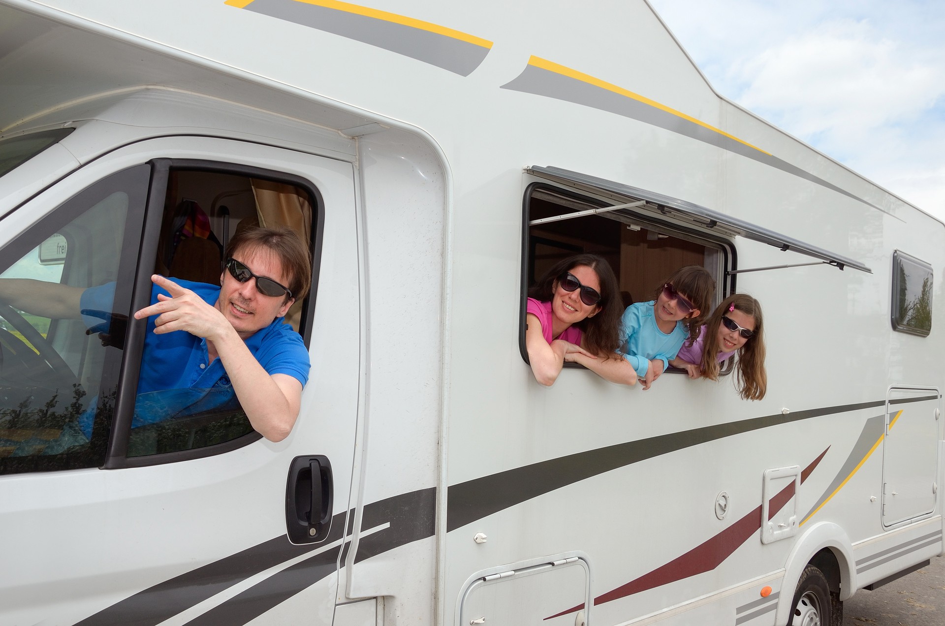 Family travel in motorhome (RV) on vacation